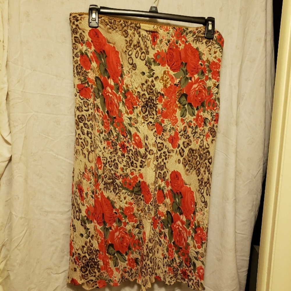 Plus Size Coral and Beige Skirt